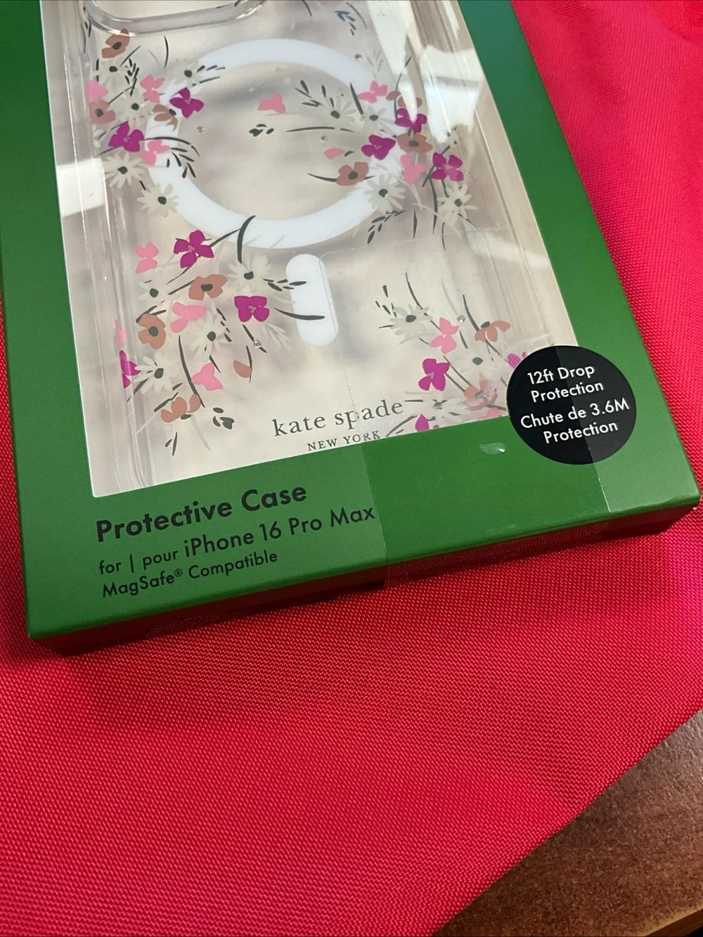 kate spade Clear Floral iPhone 16 Pro Max Case with Pink & Peach Flowers